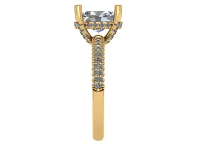 oval solitaire under halo full diamond over prong  pave shank  3D print model