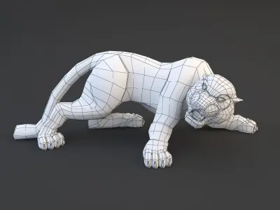 Panther gold leopard statue 3D model
