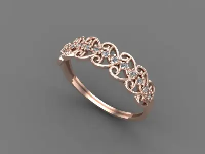 Women Ring Diamond Stone STL 3DM Lightweight Printable 3D print model 53