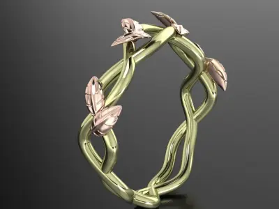 Branch Leaf Ring 3D print model