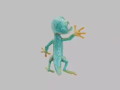Cartoon Gecko Character 3D model