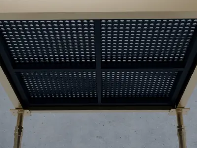3D Raised Perforated Panel with pedestal and stringer Model 3D model