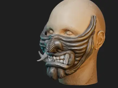 Hannya Samurai Oni Half Mask 3D print model