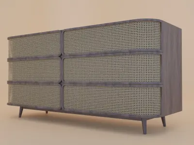 sideboard modern living room with floor lamp and chest of dra... Free low-poly 3D model