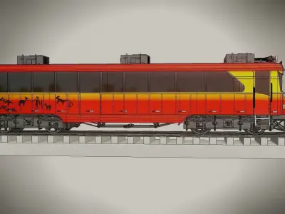 Train - Tren - El Ferrocarril - The Tacna-Arica Railway  -  Low-poly 3D model