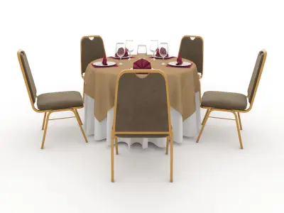 Banquet Table and Chair 06 3D model