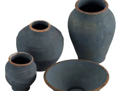 Indigo Artisan Handcrafted Ceramic Vase Collection 3D model