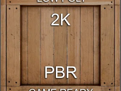 wooden box PBR Game-Ready Low-poly 3D model