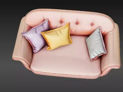 Modern Luxury  Sofa Chair 3D Model Stylized Cartoon Game-Ready  Low-poly 3D model