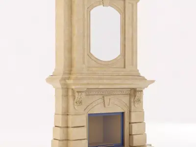 classical marble fireplace 2 3D model