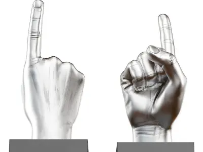 Figurine hand gesture with raised index finger up 3D model