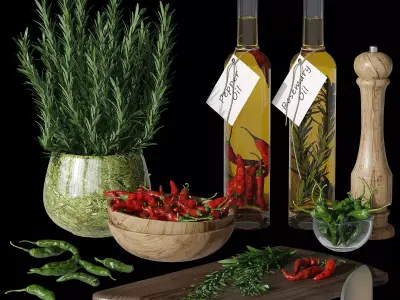 Kitchen decorative set 3D model