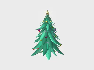 Christmas Tree 08 Green Aqua - Cartoon Interior Decoration Low-poly 3D model