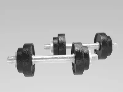 Dumbbell 3D model two dumbbells 3D model