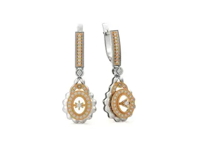 luxury vintage earrings with stones 3D print model