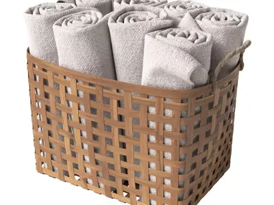 Basket with towels 3D model