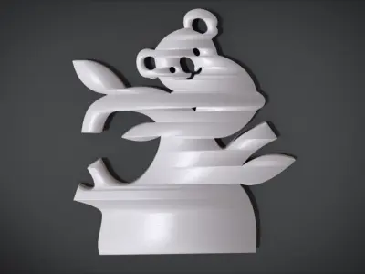 Wall decoration with Koala motif Low-poly 3D model