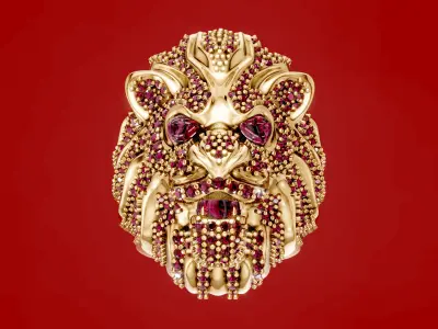 Lion Diamond Ring 3D print model