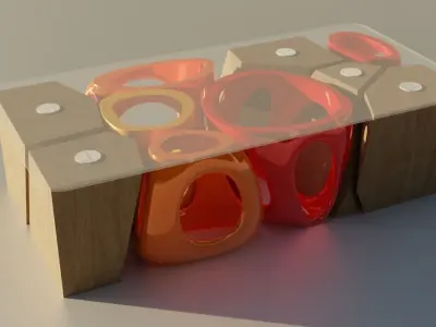 SciFi Cells Coffee Table Low-poly 3D model
