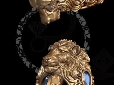 Royal Lion Ring 3D print model