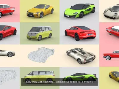 Low-Poly Car Pack 016 - Galactic Speedsters