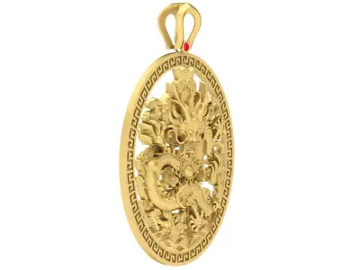Luxury Oval Dragon Pendant Jewelry 3D Model 3615 3D print model