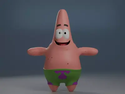 Spongebob and Patrick With Krabby Patty Wagon 3D model