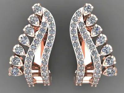 Rose Gold Diamond Women Earring 3D print Collection 3D Model Pack