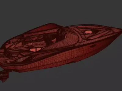 Luxury Bowrider Speedboat Black and White 3D model  3D model