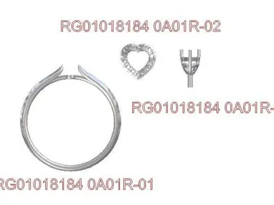 heart shape cut halo diamond rings 3D print model