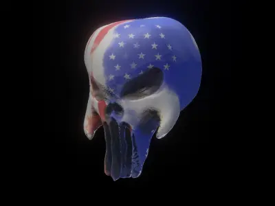 Punisher Skull Low Poly Baked Normal Map Free low-poly 3D model