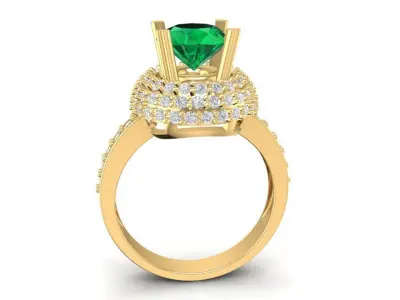 Luxury Emerald Diamond Halo Ring for Women 1773 3D print model