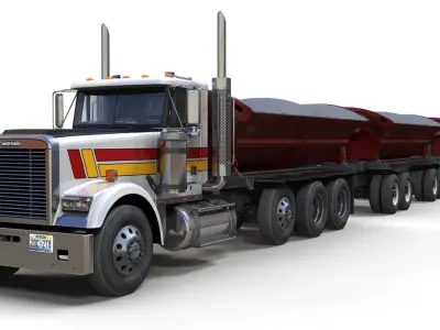 Freightliner Classic side tipper road train Low-poly 3D model