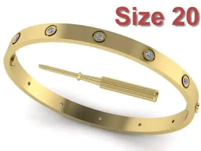 Love Bracelet With Diamond - Size 20 3D print model