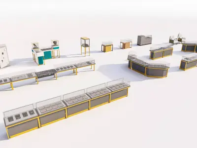 Luxury Jewelry Store Display Counters Cabinests Low-poly 3D model