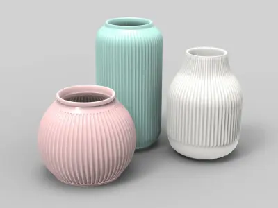 Flower vases - 3 colors 3D model