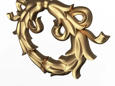 Gold Laurel Wreath 04 Low-poly 3D model