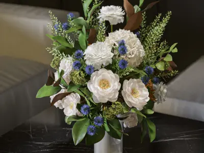 Flower Set 067 magnolia peony carnation 3D model