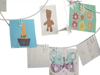 Exhibition of childrens crafts wall decor 3D model