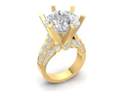 Luxury Solitaire Diamond Engagement Ring 3D Model 1495 3D print model