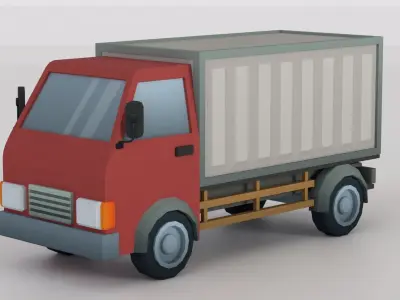 Cartoon Low Poly Car 07 - Cargo Truck Low-poly 3D model
