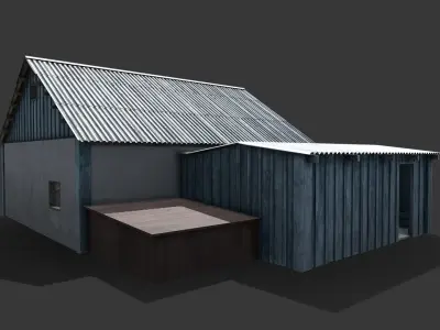 Blue House Low-poly 3D model
