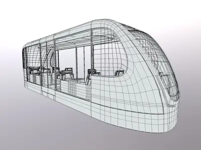 M0022 Medium poly vehicle 3d model Futuristic Tram Low-poly 3D model