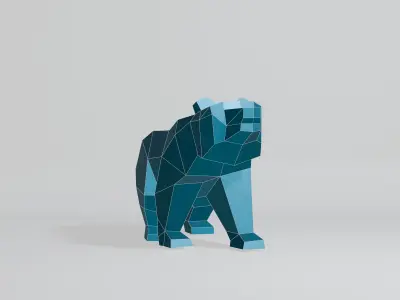 Polygonal Bear Low-poly 3D model