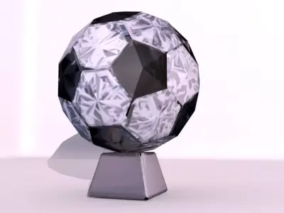 Crystal Football Trophy Low-poly 3D model
