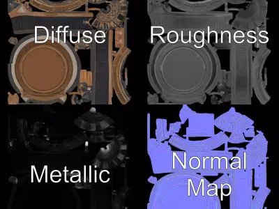 Vintage Brass Clock model pack Low-poly 3D model