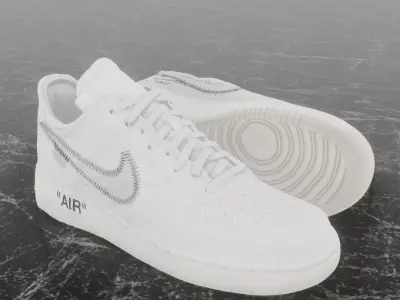 NIKE AIR FORCE 1 X OFF - WHITE 3D SHOES Low-poly 3D model
