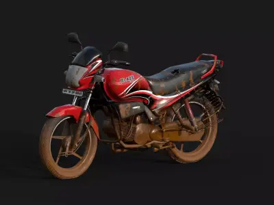 Indian Bike PBR material Model Low-poly 3D model