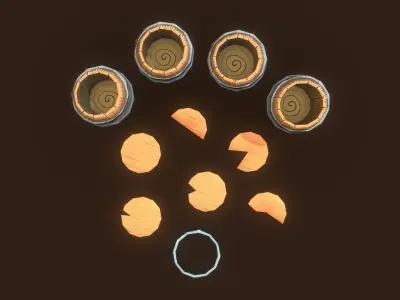 Stylized PBR Barrel 3 Pack Low-poly 3D model