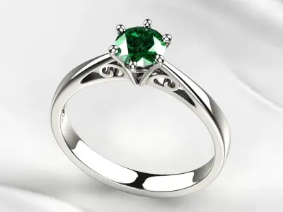 Single Diamond Gold Ring 3D print model